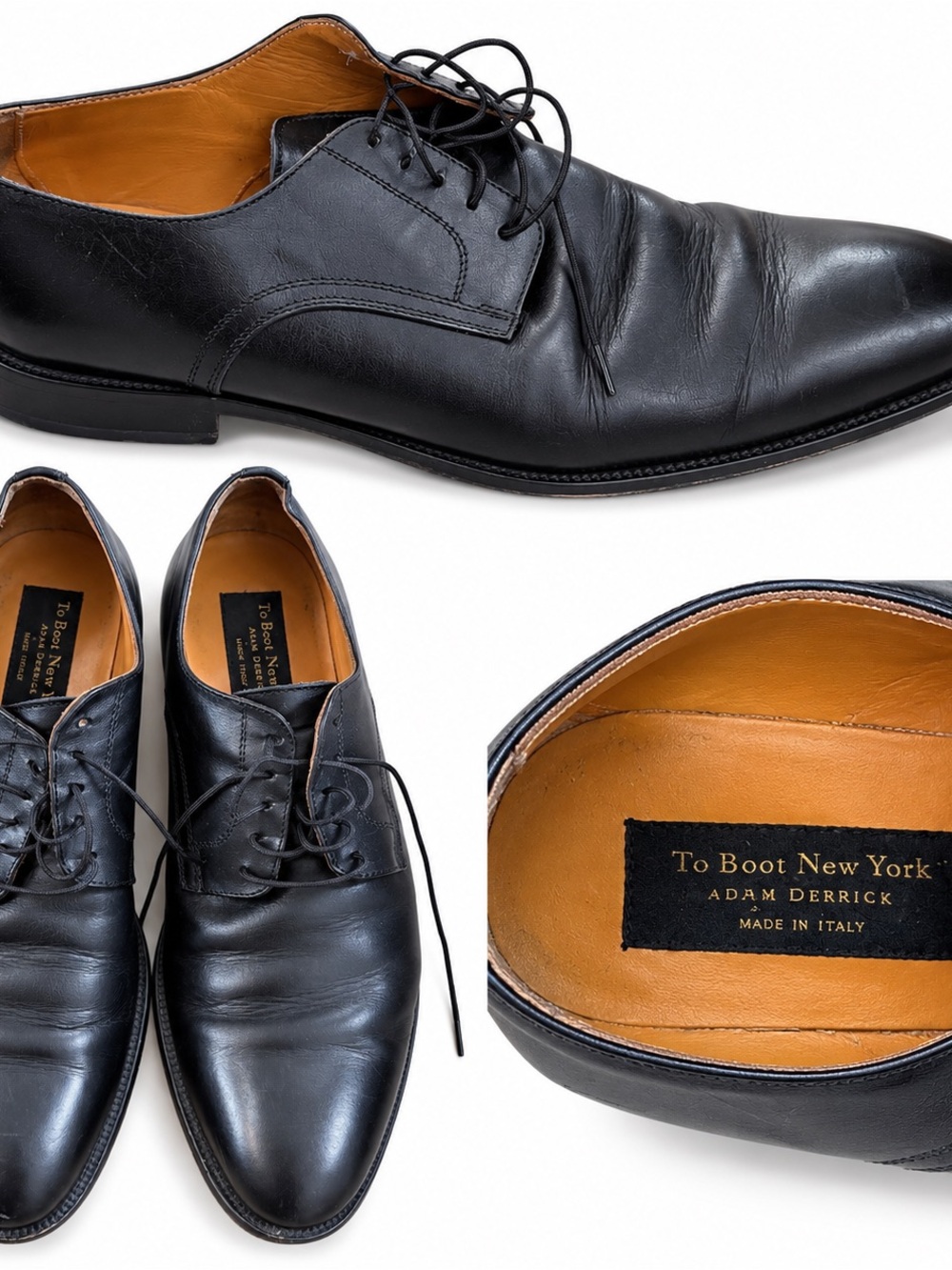 🤵♂️ To Boot New York Adam Derrick Black Leather Italian Dress Shoes